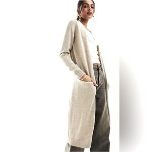 NWT Lucky Brand Cashmere Luxury Scandi-Core Long Line Patch-Pocket Cardigan